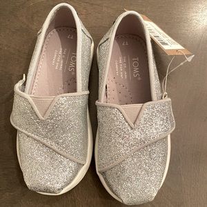Sparkly silver TOMS for toddler - new with tags.
